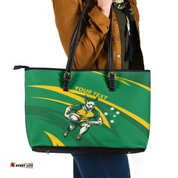 Personalized Australia Rugby Champion Leather Tote Bag Wallabies Mascot with Sporty Style