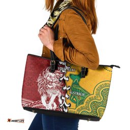 Mate Ma'a Tonga Vs Australia Rugby Personalized Leather Tote Bag Special Mascots