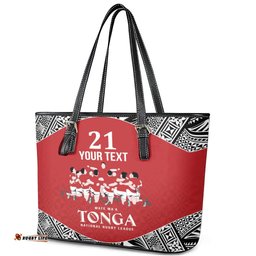 Custom Tonga Rugby Mate Ma'a Leather Tote Bag Tonga XIII Make History Pacific Champions