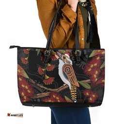 Australia Indigenous Christmas Leather Tote Bag Kookaburra Aboriginal