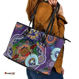 Personalised Storm NAIDOC Week 2024 Leather Tote Bag Australia Aboriginal Dot Painting