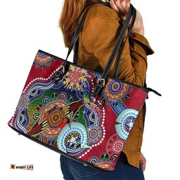 Custom NAIDOC Week 2024 Melbourne Demons Leather Tote Bag Australia Aboriginal Dot Painting
