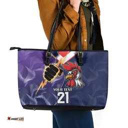 NRL Storm-Rooster Mascot Custom Leather Tote Bag Cracked Metal Style