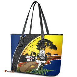 Warriors Rugby ANZAC Day Leather Tote Bag New Zealand Wahs Tiki Mascot Rosemary Starry Night