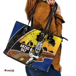 Warriors Rugby ANZAC Day Leather Tote Bag New Zealand Wahs Tiki Mascot Rosemary Starry Night