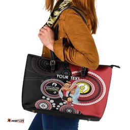 Custom AFL St Kilda NAIDOC Week Leather Tote Bag Keep The Fire Burning Indigenous Art