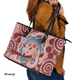Blush Pink Australia Possum Leather Tote Bag Indigenous Art