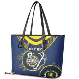 Custom NRL Cowboys NAIDOC Week Leather Tote Bag Keep The Fire Burning Indigenous Art