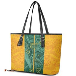 Australia 2024 Custom Leather Tote Bag Aboriginal GO Team Aussie