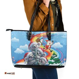 Australia Koala Christmas Leather Tote Bag Santa Claus Ho Ho Ho