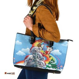 Australia Koala Christmas Leather Tote Bag Santa Claus Ho Ho Ho
