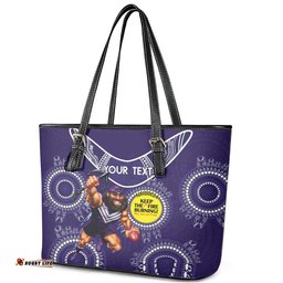 Custom AFL Dockers NAIDOC Week Leather Tote Bag Keep The Fire Burning Indigenous Art