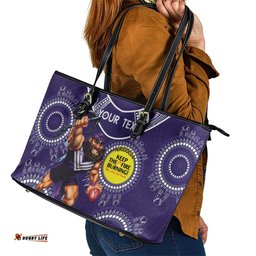 Custom AFL Dockers NAIDOC Week Leather Tote Bag Keep The Fire Burning Indigenous Art