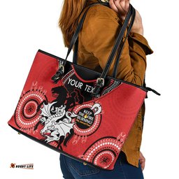 Custom NRL Dragons NAIDOC Week Leather Tote Bag Keep The Fire Burning Indigenous Art