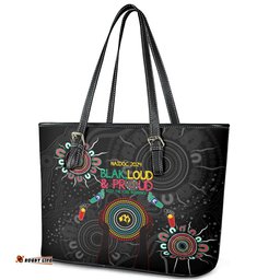Blak Loud and Proud NAIDOC 2024 Leather Tote Bag Indigenous Aboriginal