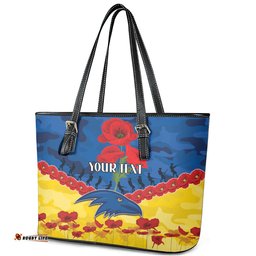 Custom Adelaide Crows Football Leather Tote Bag ANZAC Lest We Forget