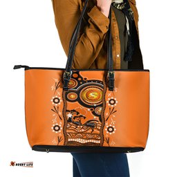 Perth Scorchers Cricket Leather Tote Bag Happy Australia Day Aboriginal Art