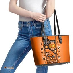Perth Scorchers Cricket Leather Tote Bag Happy Australia Day Aboriginal Art