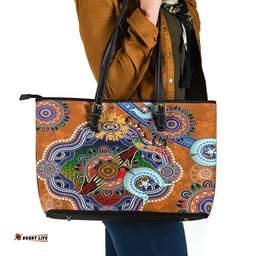 Personalised Tigers NAIDOC Week 2024 Leather Tote Bag Australia Aboriginal Dot Painting