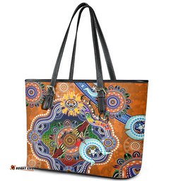 Personalised Tigers NAIDOC Week 2024 Leather Tote Bag Australia Aboriginal Dot Painting