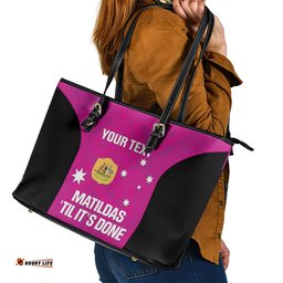 Custom Australia Soccer Leather Tote Bag Matildas Go Champions - Pink