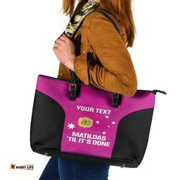 Custom Australia Soccer Leather Tote Bag Matildas Go Champions - Pink