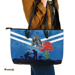 Custom Bulldogs Rugby ANZAC Leather Tote Bag The Military Soldiers with Aboriginal Style