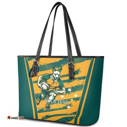 Custom Australia Rugby Leather Tote Bag Wallabies Mascots Indigenous Aboriginal Version