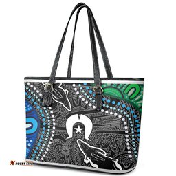 Torest Trait Islands Mix Crocodine Aboriginal Pattern Leather Tote Bag TS04