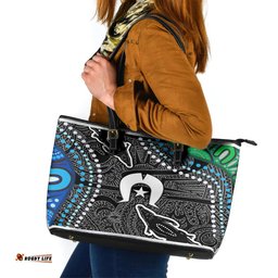 Torest Trait Islands Mix Crocodine Aboriginal Pattern Leather Tote Bag TS04