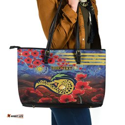 Personalised Eels Rugby ANZAC Leather Tote Bag Starry Night and Field of Poppies