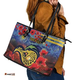 Personalised Eels Rugby ANZAC Leather Tote Bag Starry Night and Field of Poppies