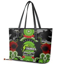 Sydney Thunder ANZAC 2024 Leather Tote Bag Lest We Forget Poppy Mix Camouflage