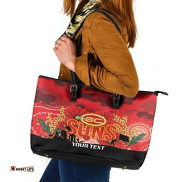 Custom Suns Football ANZAC Leather Tote Bag Gallipoli Camouflage With Poppies