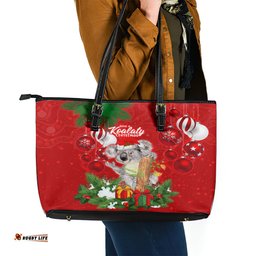 Koala Lover Leather Tote Bag Australia Merry Christmas Aboriginal