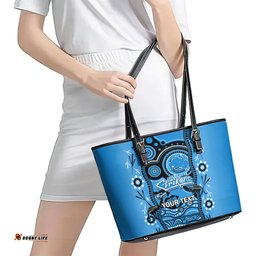Custom Adelaide Strikers Cricket Leather Tote Bag Happy Australia Day Aboriginal Art