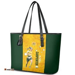 Australia Soccer Leather Tote Bag Ellie Carpenter Matildas Gold Version