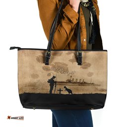 Australia ANZAC Day Leather Tote Bag HMAS Sydney I Chatham-Class Light Cruiser