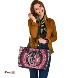 Indigenous Australian Aboriginal Aboriginal Background Featuring Kangaroo Dot Design Leather Tote Bag