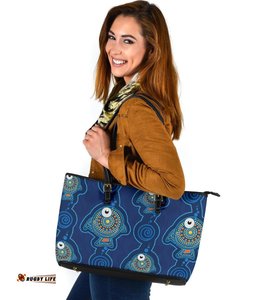 Leather Tote Bag - Indigenous Turtle Patterns