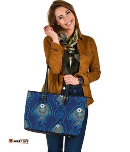 Leather Tote Bag - Indigenous Turtle Patterns