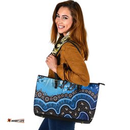 Indigenous Australian Aboriginal Sacred Land Shining Sky Leather Tote Bag