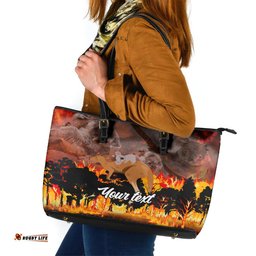 Personalised Save Wildlife Australia Leather Tote Bag Bushfire Awareness