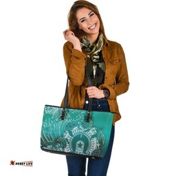 Aboriginal Leather Tote Bag, Torres Strait Islands in Wave