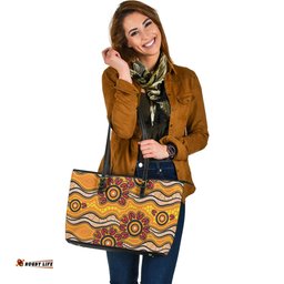 Indigenous Australian Aboriginal Sun Spirits Of The Land Leather Tote Bag