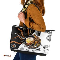 Aboriginal Kangaroo Pattern Dot Art Leather Tote Bag TS04