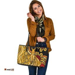 Indigenous Australian Aboriginal Aboriginal Kangaroo Journey Leather Tote Bag