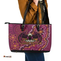 Personalised Sea Eagles NAIDOC Week 2024 Leather Tote Bag Aboriginal Fire Burning Sparks