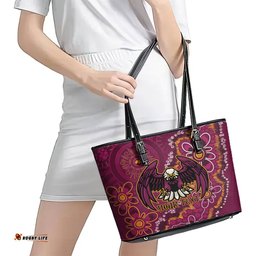 Personalised Sea Eagles NAIDOC Week 2024 Leather Tote Bag Aboriginal Fire Burning Sparks