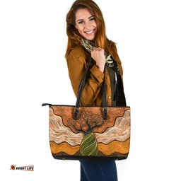 Indigenous Australian Aboriginal Spirit Of The Boab Leather Tote Bag